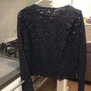 Like New Black Zara Ruffle Top. Size Medium